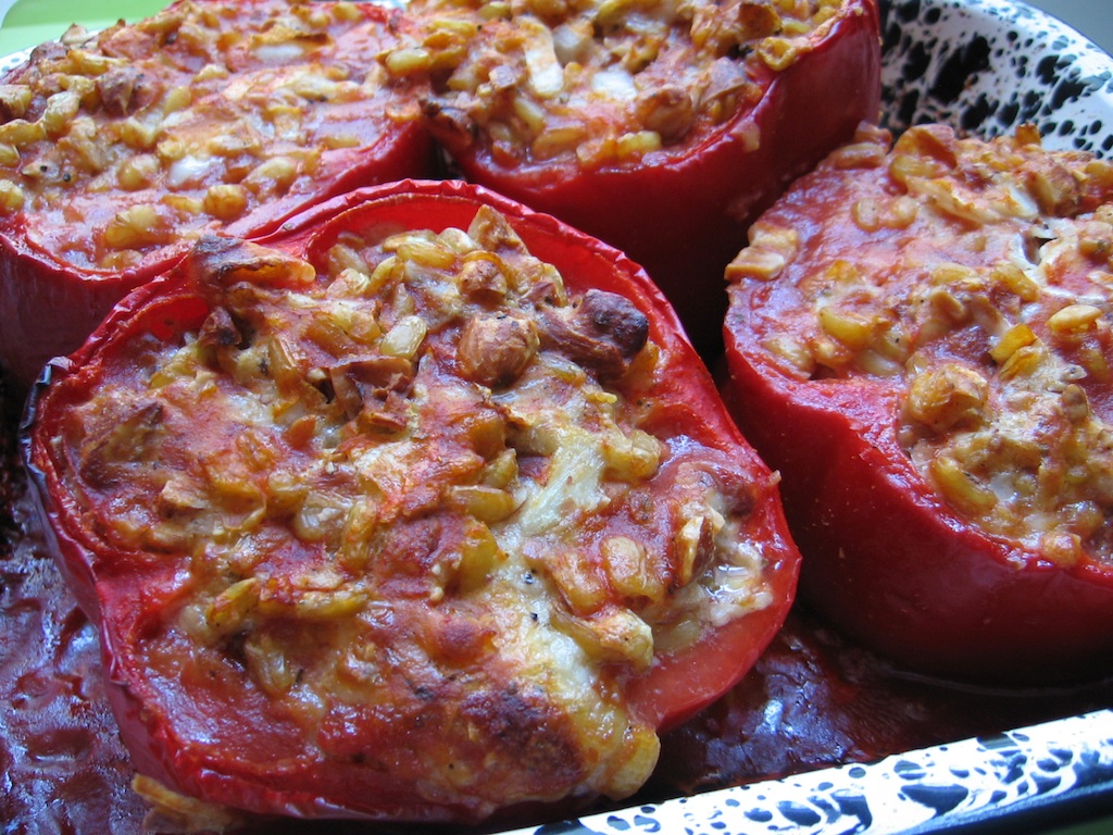 Almond-Wheat Berry Stuffed Peppers