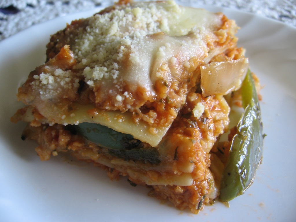 Fried Pepper Lasagna : with TVP