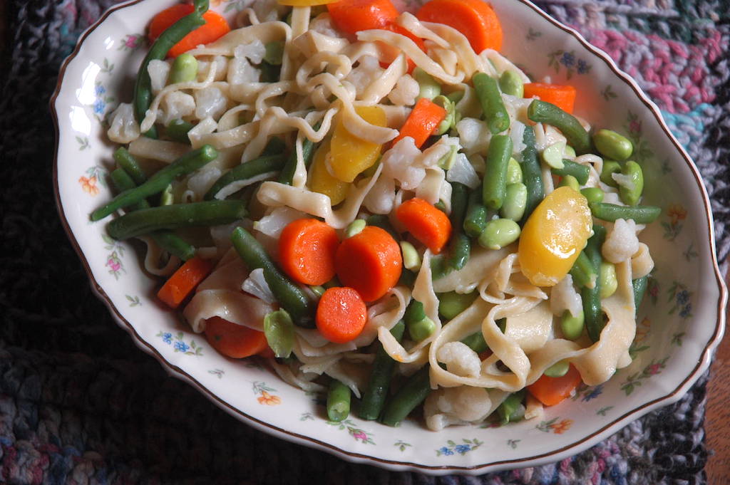 Hand-Cut Egg Noodles with Veggies