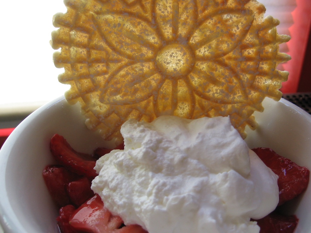 Pizzelles with Strawberries and Whipped Cream