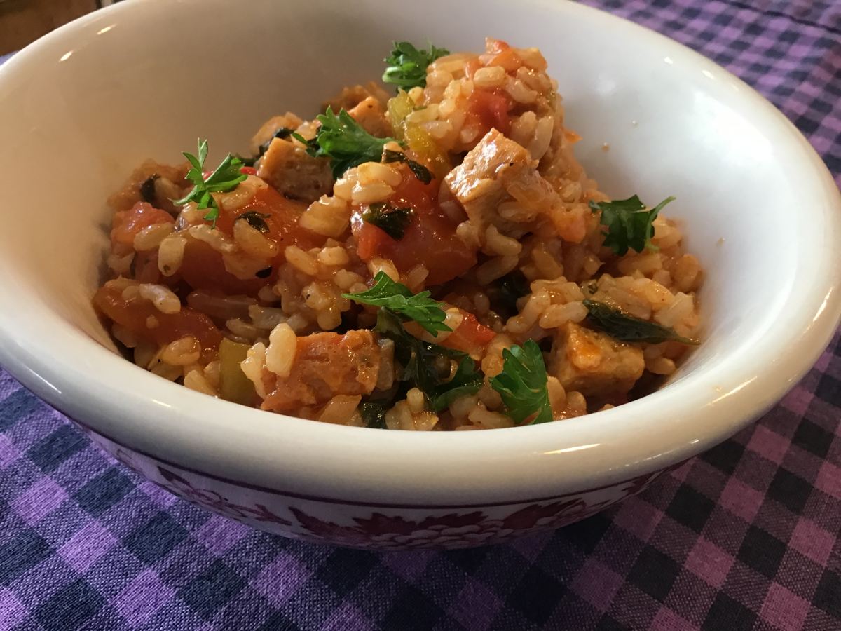 Spanish-Rice-with-Vegan-Turkey